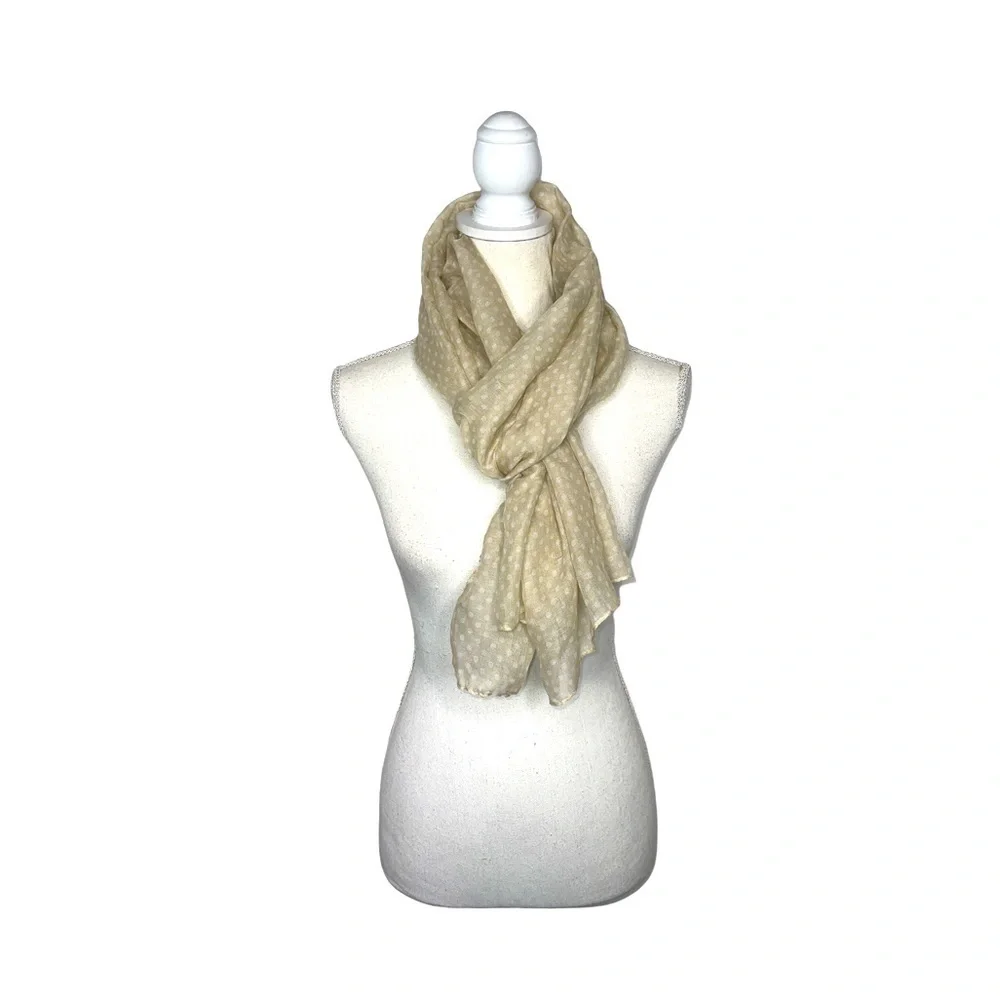 NEW YORK & COMPANY Beige & White Polka Dot Scarf